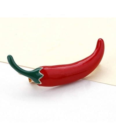 Red Chili Pepper Brooches Women Vegetable Shape Metal Enamel Brooch Pins Red $9.53 Brooches & Pins