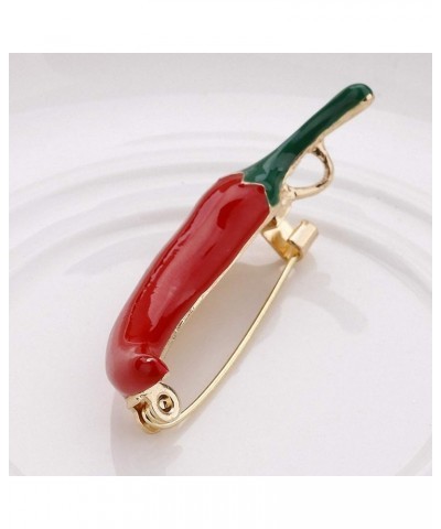 Red Chili Pepper Brooches Women Vegetable Shape Metal Enamel Brooch Pins Red $9.53 Brooches & Pins