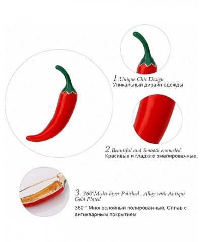 Red Chili Pepper Brooches Women Vegetable Shape Metal Enamel Brooch Pins Red $9.53 Brooches & Pins