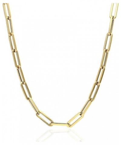 Solid 925 Sterling Silver - 14k Gold Plated - Elongated Rolo Paperclip Necklace - 2.5mm 3mm 4mm - 16-24" - Very In Fashion La...