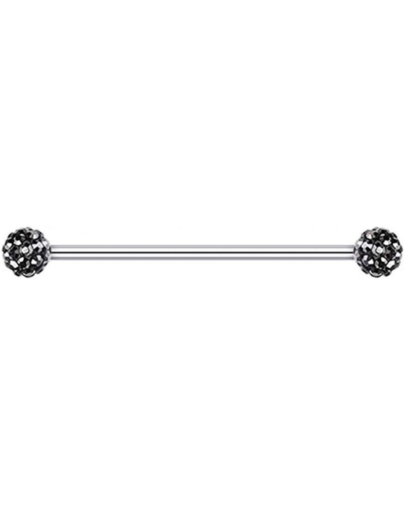 Multi-Sprinkle Dot Multi Gem Industrial Barbell 14 GA, L: 38mm, 6mm Ball Size, Hematite $9.03 Body Jewelry