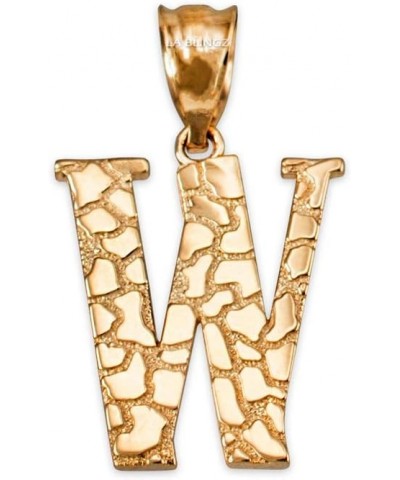 14K Yellow Gold Nugget Initial Letter Alphabet Charm Pendant Letter W $36.95 Pendants