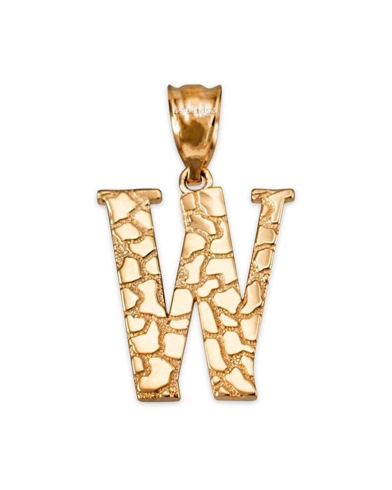 14K Yellow Gold Nugget Initial Letter Alphabet Charm Pendant Letter W $36.95 Pendants