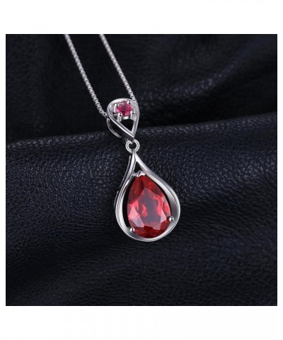 Infinity 4ct Created Ruby Pendant Necklace for Women, Red Gemstone 925 Sterling Silver 14k White Yellow Rose Gold Plated Neck...