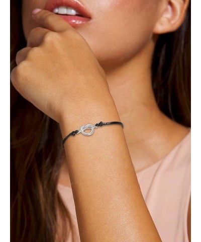 Friendship Bracelets Silver Love Knot Bracelets Black Long Distance Matching bracelets For Women Girl Sister 2pcs $6.62 Brace...