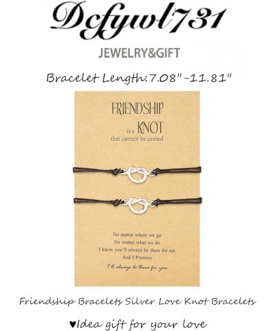 Friendship Bracelets Silver Love Knot Bracelets Black Long Distance Matching bracelets For Women Girl Sister 2pcs $6.62 Brace...