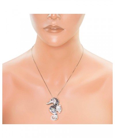 Sterling Silver Abalone Paua Shell Seahorse Necklace Pendant with 18" Box Chain $17.01 Necklaces