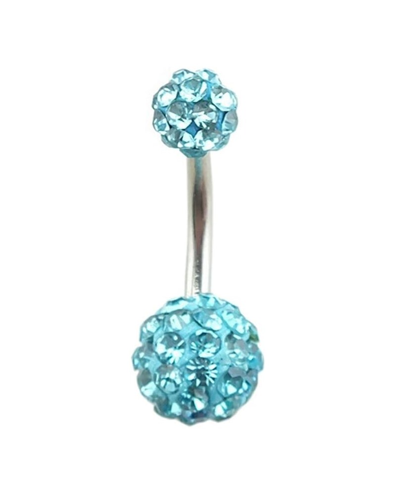 Fashion Jewelry Shamballa Belly Button Ring Body Piercing Jewelry Navel Balls Ring Barbell Set Lake Blue $7.53 Body Jewelry