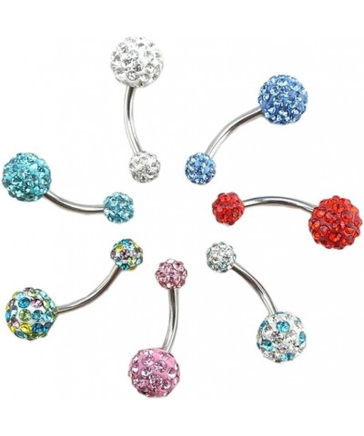 Fashion Jewelry Shamballa Belly Button Ring Body Piercing Jewelry Navel Balls Ring Barbell Set Lake Blue $7.53 Body Jewelry