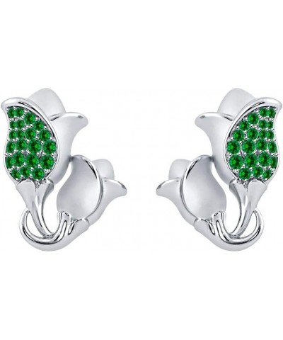 14K Gold Over .925 Sterling Silver Tulip Flower Earrings Created Emerald Lotus Earrings for Women Wedding White $25.19 Earrings