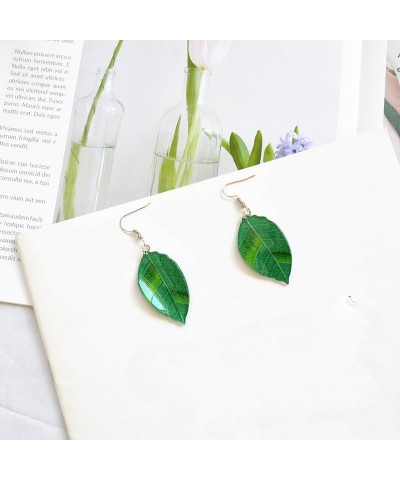 Lightweight 3D Acrylic Green Leaf Dangle Drop Earrings for Women Girls Bohemian Natural Plant Leaf Earrings Statement Jewelry...