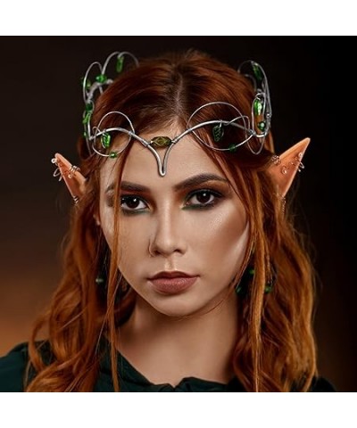 Elf Cosplay Ears with Fairy Earrings Set - Soft-Pointed Elf Ears and Silver Dangle Angel Earrings Vintage Ear Cuffs for Women...