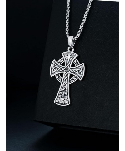 Cross Necklace for Men Women 925 Sterling Silver Celtic/Crucifix/Baseball/Wing Cross Pendant with Stainless Steel Chain Valen...