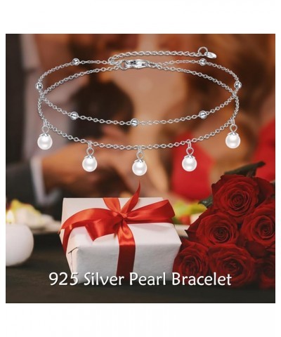 LWQQW Flower Bracelets for Women-925 Sterling Silver Double Chain Bracelet with Heart Link Birthday Christmas Jewelry Gifts f...