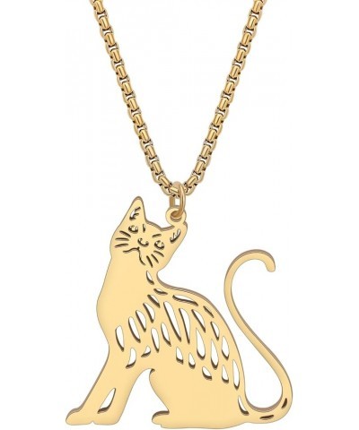 Stainless Steel Animal Cat Necklace Pendant for Women Girls 18K Gold Silver Plated Cute Kitten Necklaces Minimalist Jewelry G...