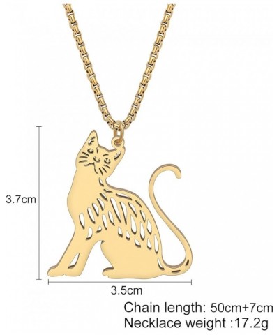 Stainless Steel Animal Cat Necklace Pendant for Women Girls 18K Gold Silver Plated Cute Kitten Necklaces Minimalist Jewelry G...