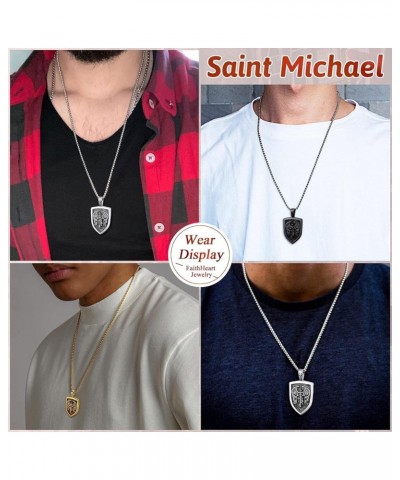 Saint Michael Necklace, Stainless Steel/18K Gold Plated St Michael the Archangel Pendant Amulet for Men Women with Gift Packa...