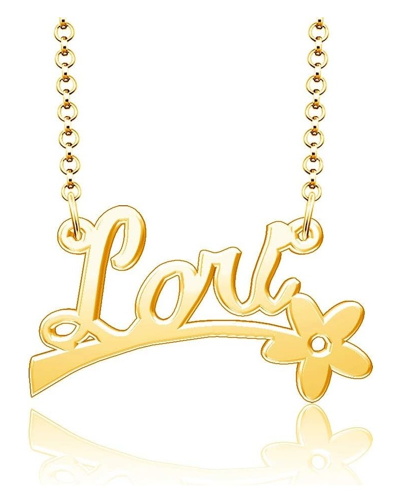 24k Gold Plated Flower Personalized Nameplate Custom Name Necklace Lori $12.65 Necklaces