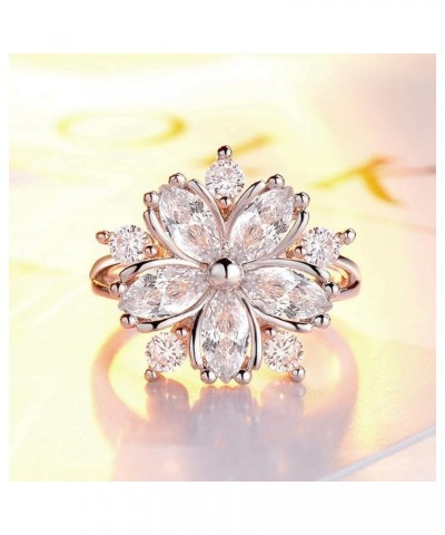 Guoshang Women Pink Crystal Flower Rings Silver CZ Crystal Rings Large Flowers Floral Rings,Pink, 8 Pink 10 $3.65 Rings