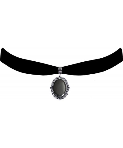 Gothic Steampunk Victorian Pendant on Black Velvet Choker Silver Mirror $10.05 Necklaces