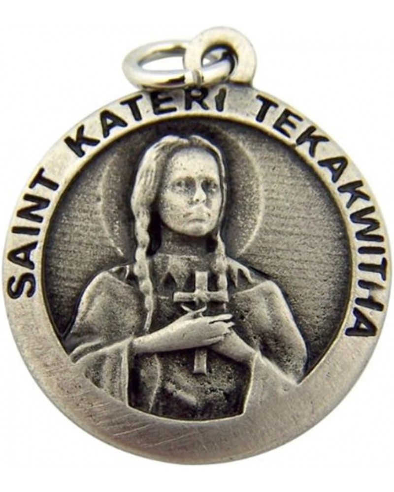 Catholic Gift 1 Inch Pewter Saint St Kateri Tekakwitha 3rd Class Relic Medal Pendant Religious Jewelry $8.48 Pendants