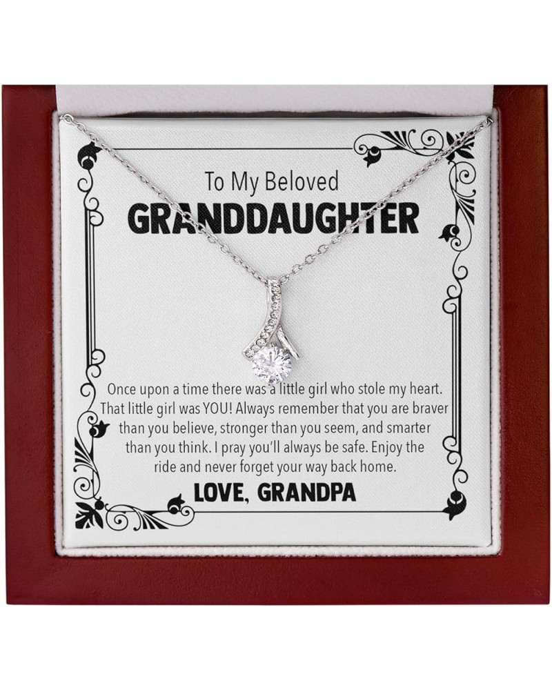 Granddaughter Gift Ideas - Womens Pendant Necklaces with Message Cards, Mahogany Style Luxury Box with LED Light AlluringBeau...