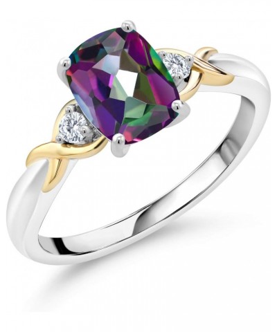 1.68 Ct Green Mystic Topaz G-H Lab Grown Diamond 925 Silver and 10K Yellow Gold Ring $52.20 Rings