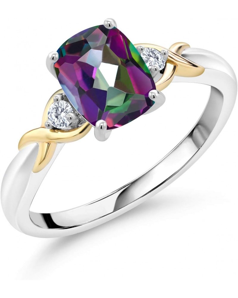 1.68 Ct Green Mystic Topaz G-H Lab Grown Diamond 925 Silver and 10K Yellow Gold Ring $52.20 Rings