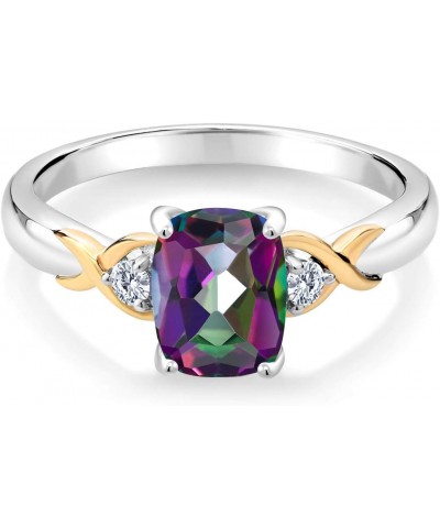 1.68 Ct Green Mystic Topaz G-H Lab Grown Diamond 925 Silver and 10K Yellow Gold Ring $52.20 Rings