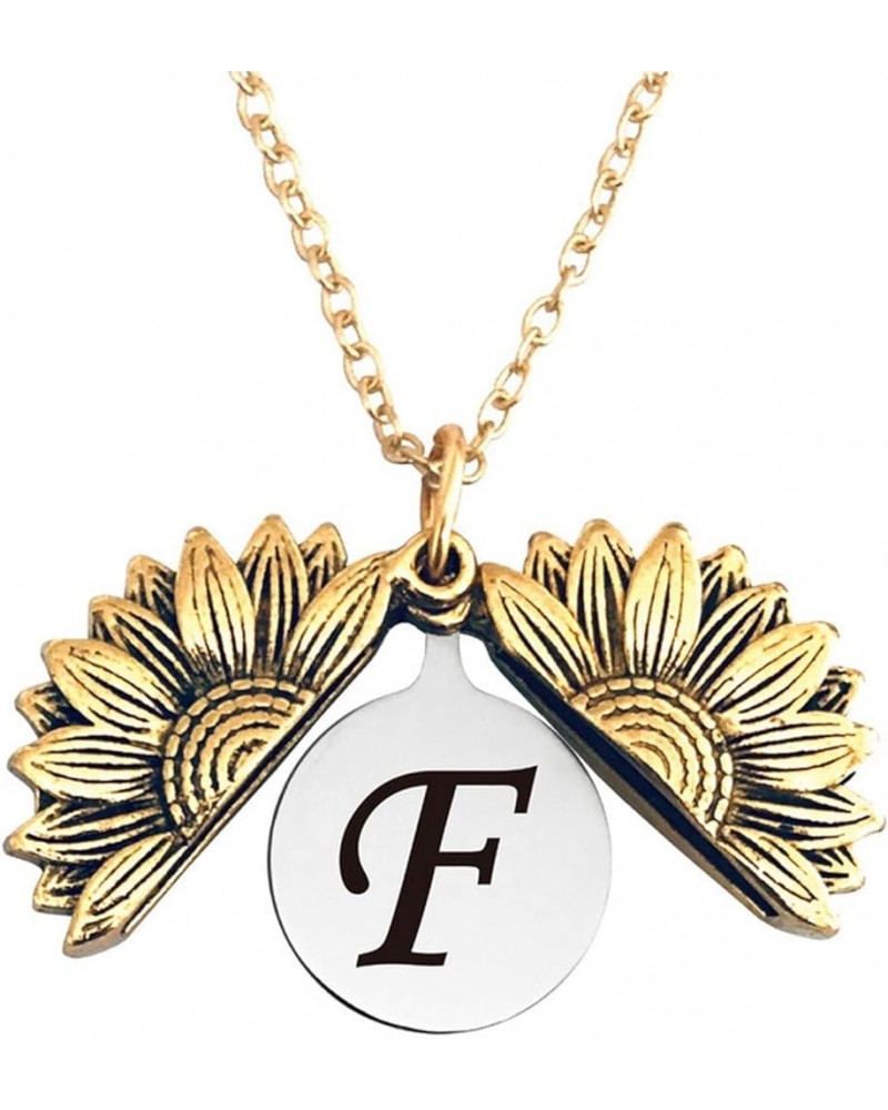 Sunshine engraved necklace letter sunflower pendant necklace jewelry Mother's Day gift female girlfriend F $7.75 Necklaces