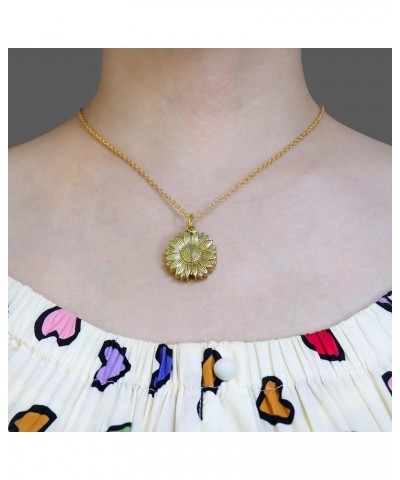 Sunshine engraved necklace letter sunflower pendant necklace jewelry Mother's Day gift female girlfriend F $7.75 Necklaces