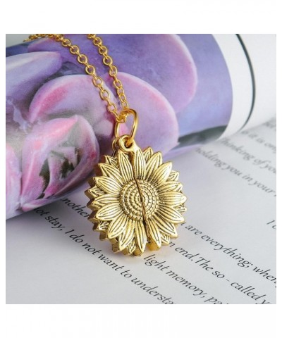 Sunshine engraved necklace letter sunflower pendant necklace jewelry Mother's Day gift female girlfriend F $7.75 Necklaces