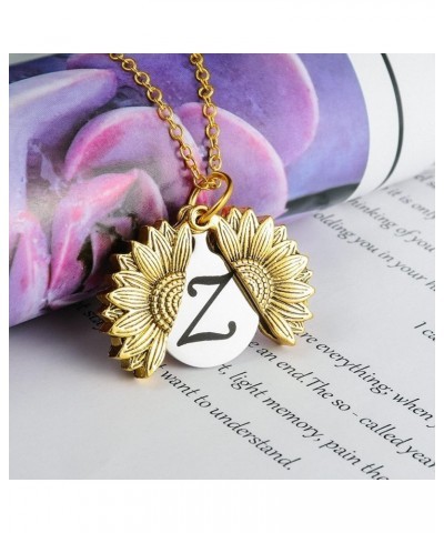 Sunshine engraved necklace letter sunflower pendant necklace jewelry Mother's Day gift female girlfriend F $7.75 Necklaces