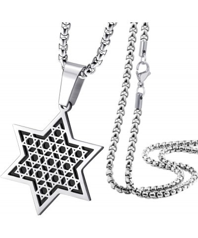 Exclusive Unisex Stainless Steel Star of David Necklace, 16-24 Inch Box Chain Silver & Black 22.0 Inches $12.97 Necklaces