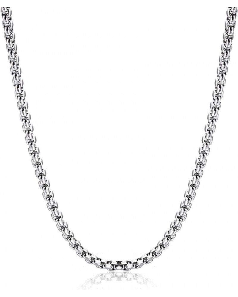 Square Rolo Chain Necklace Stainless Steel Round Box Necklace for Men & Women 5mm Wide 26 Inches $11.81 Necklaces