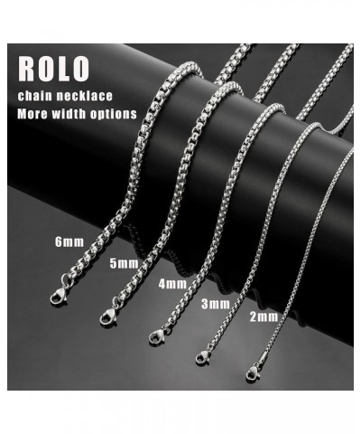 Square Rolo Chain Necklace Stainless Steel Round Box Necklace for Men & Women 5mm Wide 26 Inches $11.81 Necklaces