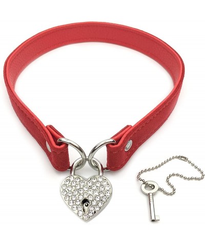 Heart Padlock Choker Collar Necklace Lolita Collar Cat Kitty Velvet Necklace with Lock and Key (B, 14) J $11.20 Necklaces