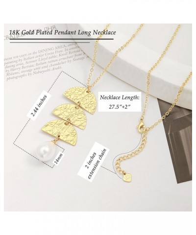 Long Disc Pendant Necklace for Women 18K Gold Plated Sweater Chain Fashion Jewelry 9.Pearl $13.19 Necklaces