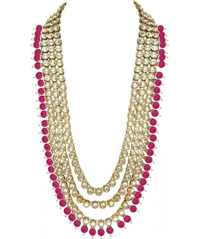 18k Gold Plated Indian Wedding Bollywood Kundan Pearl Beads Bridal Long Necklace Jewellery Set Pink $16.10 Jewelry Sets