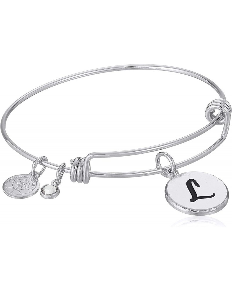 Halos & Glories, "Initial" Bangle Bracelet L Shiny Silver $11.78 Bracelets