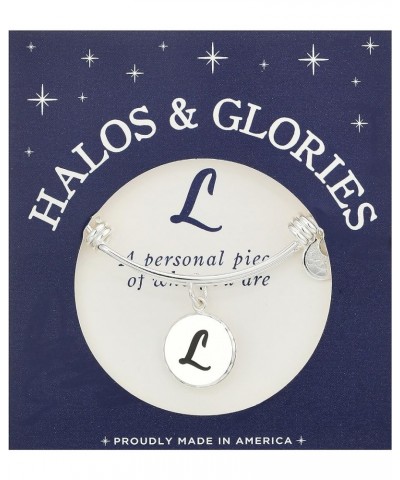 Halos & Glories, "Initial" Bangle Bracelet L Shiny Silver $11.78 Bracelets