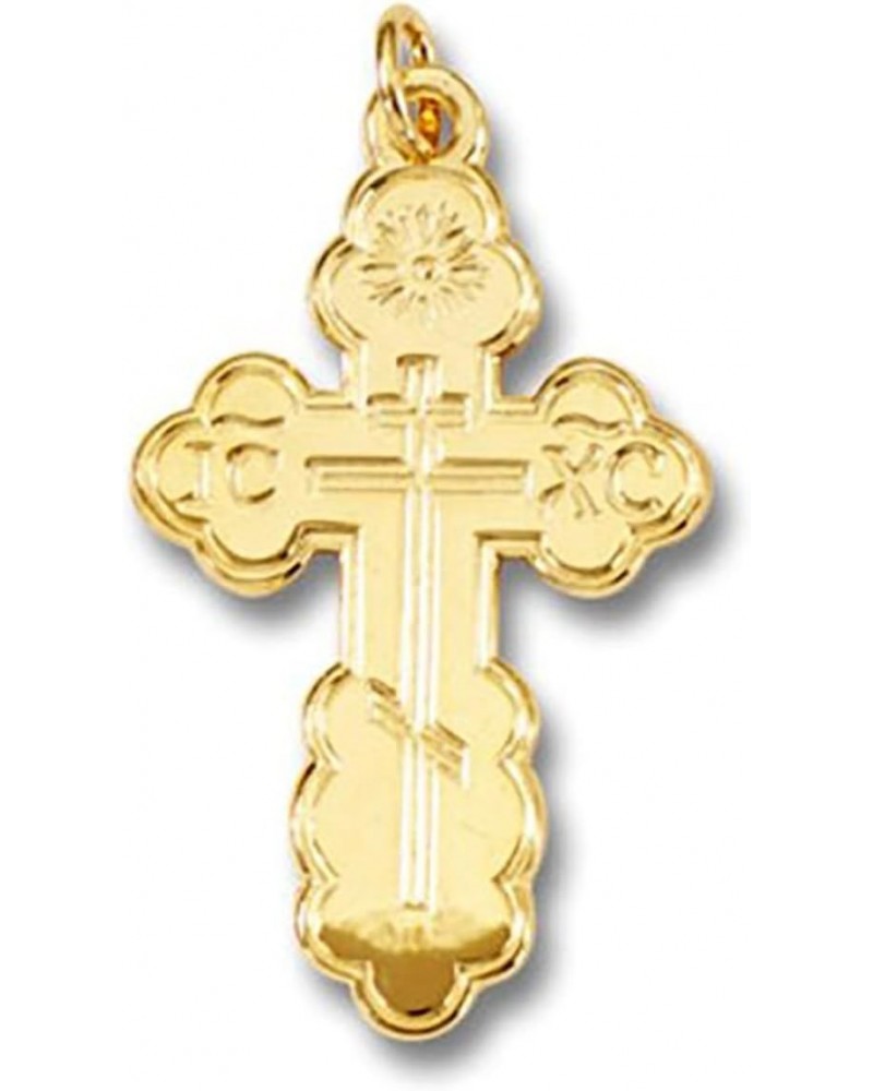 Saint St Olga Three Bar Cross Gold Tone Over Sterling Silver 925 Medium Size With Bail 1 1/4 inch $25.15 Pendants