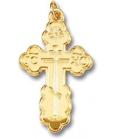 Saint St Olga Three Bar Cross Gold Tone Over Sterling Silver 925 Medium Size With Bail 1 1/4 inch $25.15 Pendants