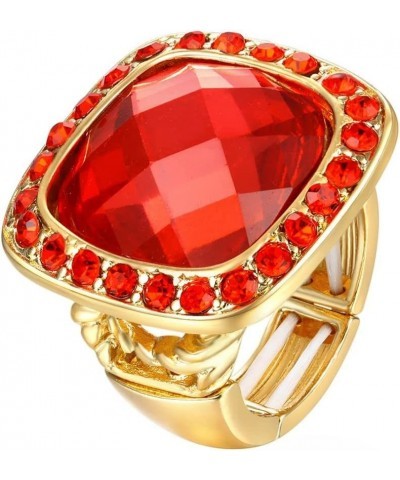 Girl's Alloy Resin Square Ring Women's Adjustable Rhinestone Stretch Finger Ring Novelty Jewelry for Cocktail Party Red $9.68...