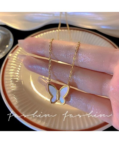 Butterfly Necklaces For Women, Cute Mother Of Pearl Pendant 18k Gold-Plated Butterfly Choker Lover Necklace Dianty Jewelry Tr...