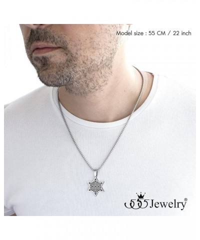 Exclusive Unisex Stainless Steel Star of David Necklace, 16-24 Inch Box Chain Silver & Black 22.0 Inches $12.97 Necklaces