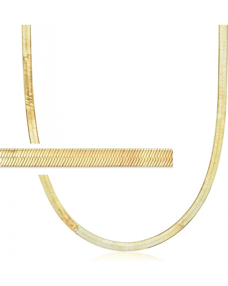 Italian 4mm 18kt Gold Over Sterling Herringbone Necklace 18.0 Inches $49.82 Necklaces