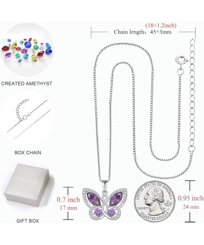 Butterfly Pendant Necklace for Women 925 Sterling Silver Birthstone Butterfly Jewelry Gifts 02-Amethyst-Feb $32.50 Necklaces