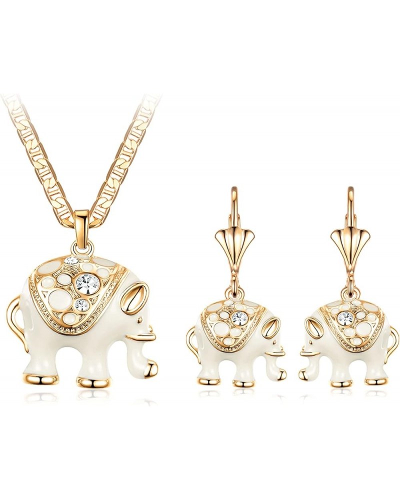 18K Gold Plated Elephant Necklace & Earrings Set - Made In Brazil 20 Inches White $11.75 Jewelry Sets