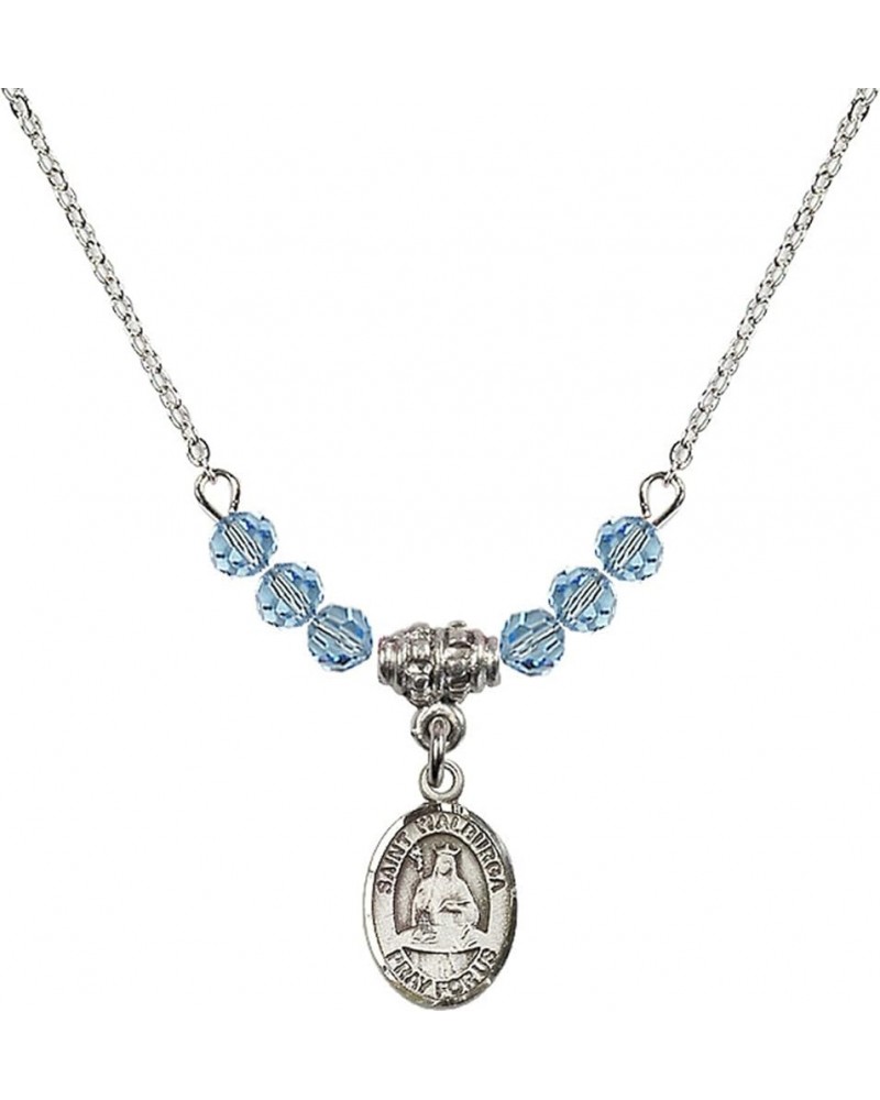 March Birth Month Bead Necklace with Catholic Patron Saint Petite Charm, 18 Inch Saint Walburga $26.60 Necklaces